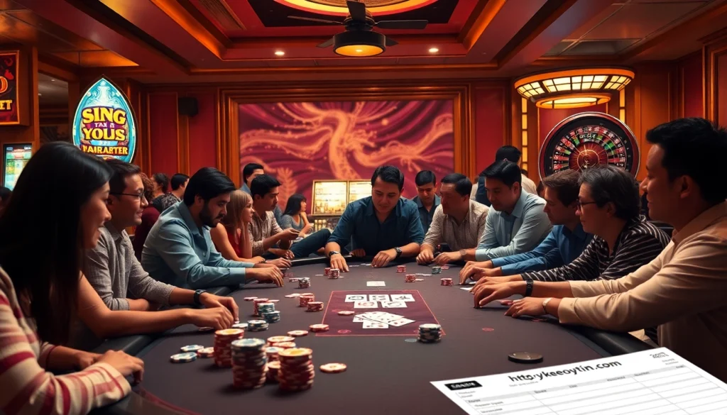 Explore thrilling poker action at a casino table with vibrant chips at https://tylekeouytin.com/.