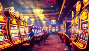 Experience thrilling gameplay on slot gacor machines with colorful lights and appealing graphics.